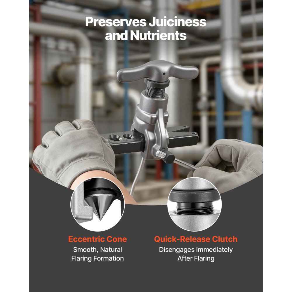 VEVOR 2-delige flaregereedschapset, 45° excentrisch flaregereedschap voor enkelvoudig flaren, HVAC flaren voor koperen en aluminium buizen van 4,76-19,05 mm, reparatieset met gereedschapskist voor HVAC-buizen