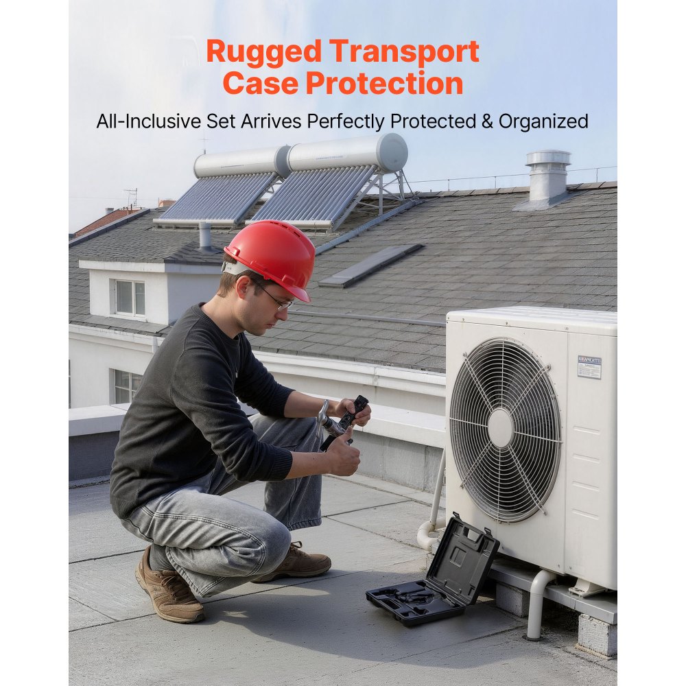 VEVOR 2-delige flaregereedschapset, 45° excentrisch flaregereedschap voor enkelvoudig flaren, HVAC flaren voor koperen en aluminium buizen van 4,76-19,05 mm, reparatieset met gereedschapskist voor HVAC-buizen