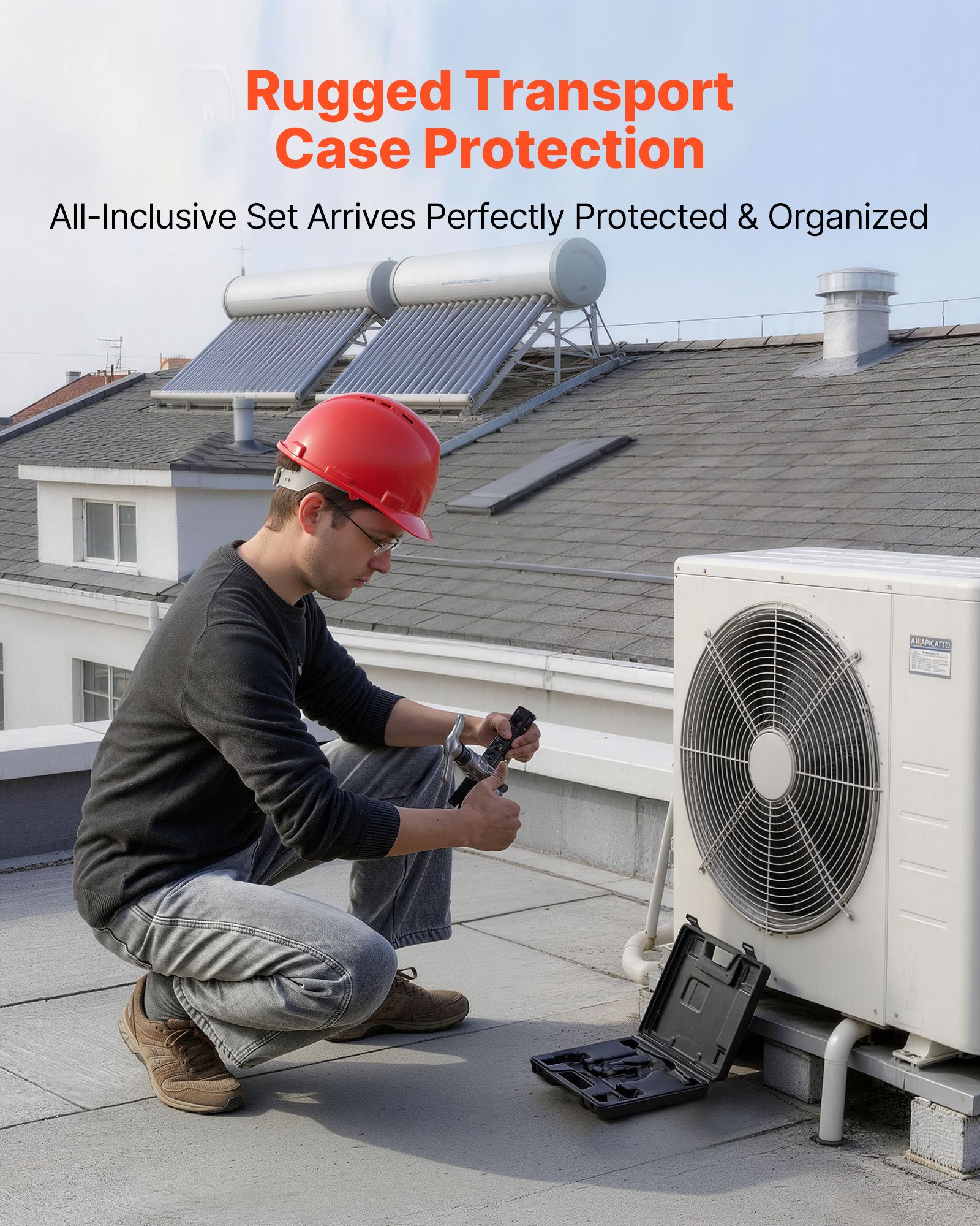 VEVOR 2-delige flaregereedschapset, 45° excentrisch flaregereedschap voor enkelvoudig flaren, HVAC flaren voor koperen en aluminium buizen van 4,76-19,05 mm, reparatieset met gereedschapskist voor HVAC-buizen