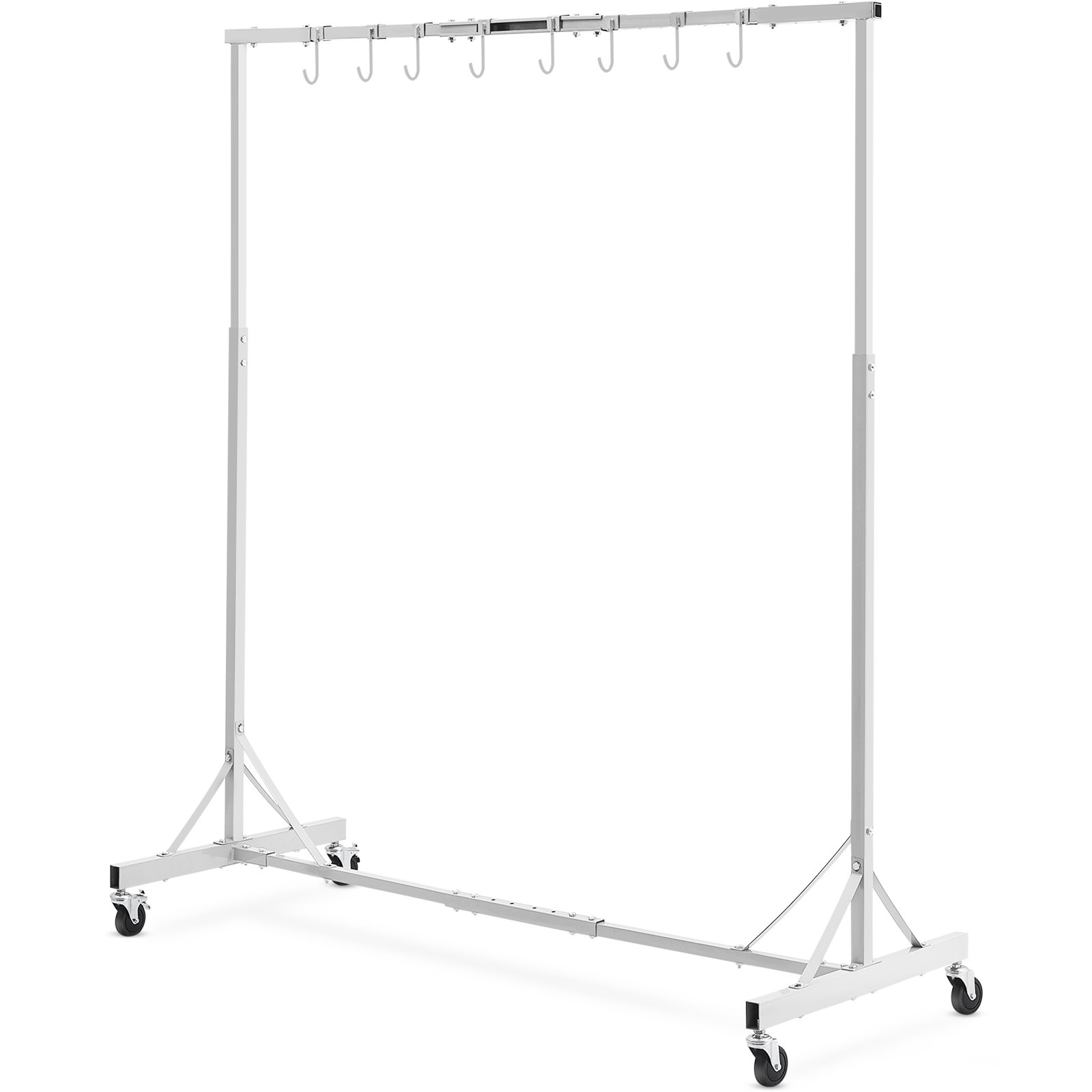 VEVOR Painting Rack, 5 ft-7 ft Adjustable Height, 66 lbs Capacity Automotive Paint Rack Stand, 8 Hooks Painting Drying Rack with 4 Swiveling Wheels, Auto Body Stand for Auto Repair Shops & Garage