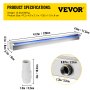 VEVOR Swimming Pool Waterfall Overflow Channel 120 x 11.5 x 8 cm Stainless Steel Swimming Pool Waterfall Fountain with Colorful LED Strip Hose Connector Remote Control, Corrosion Resistant for Pond Garden Pool