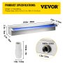 VEVOR waterfall shower pool fountain LED 23.6" x 4.5" x 3.1" pool fountain 1.3" water fountain 0.87" decoration garden pond