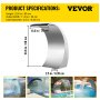 VEVOR watervaldouche zwembad 30 x 60 x 45 cm watervaldouche, grijze zwembadwaterstoot, roestvrijstalen zwembadfontein, decoratieve tuinvijverfontein, constante waterstroom, gebogen ontwerp