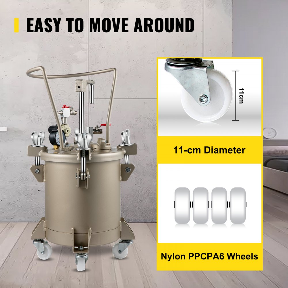 Vevor Verf Druk Pot Pressure Tank Paint Spray Drukvat Gouden Handleiding 10l