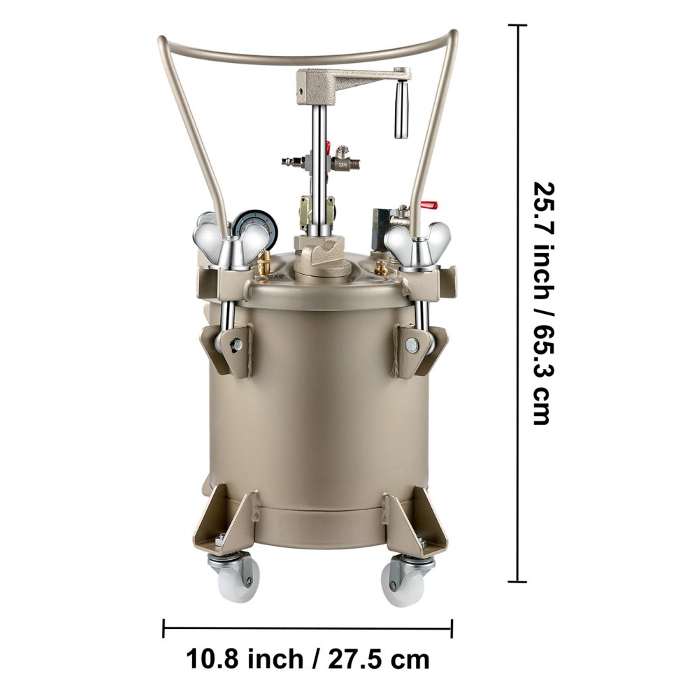 Vevor Verf Druk Pot Pressure Tank Paint Spray Drukvat Gouden Handleiding 10l