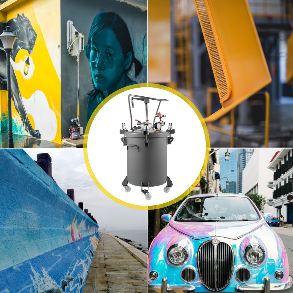 Vevor Verf Druk Pot Pressure Tank Paint Spray Drukvat Zilver Handmatige 30l