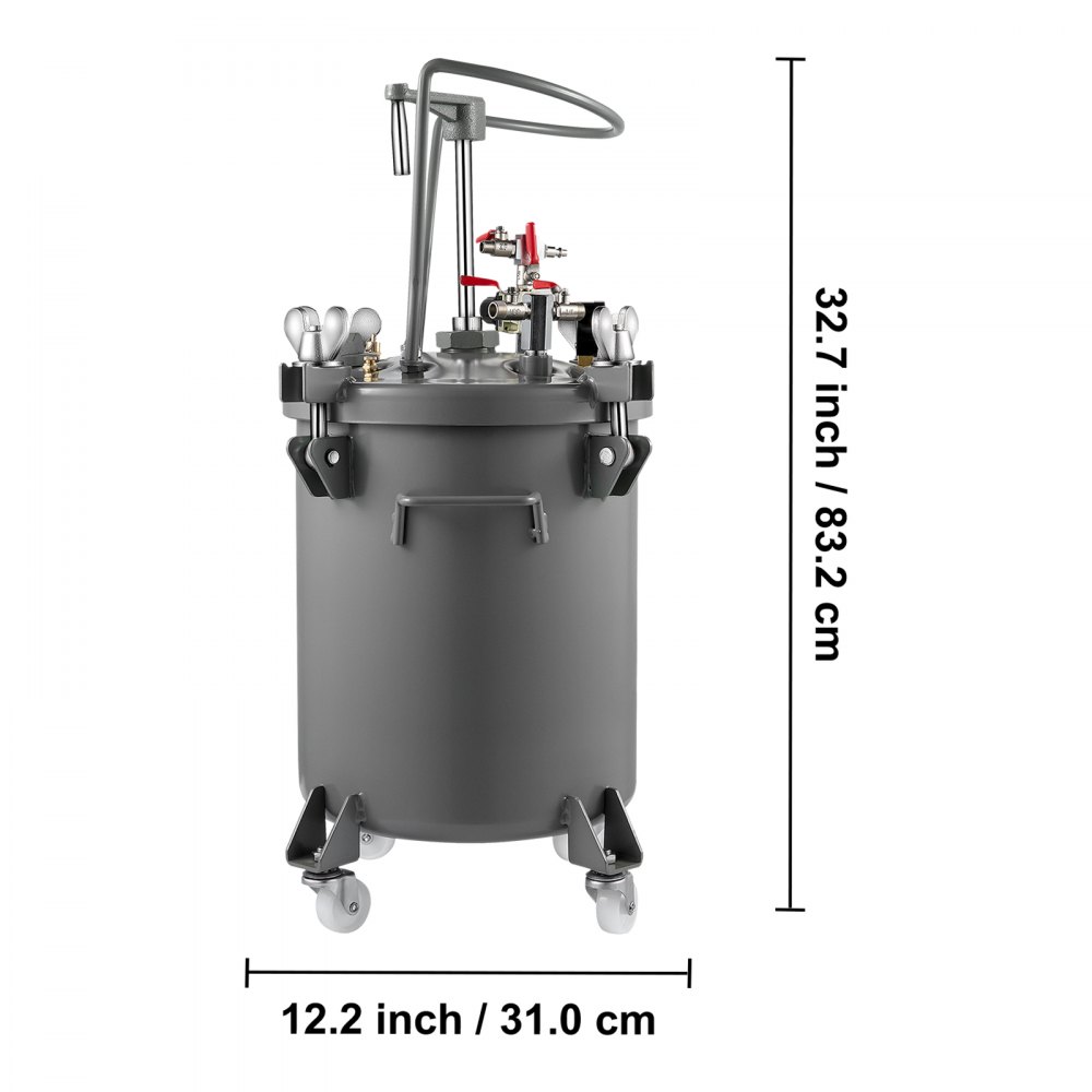 Vevor Verf Druk Pot Pressure Tank Paint Spray Drukvat Zilver Handmatige 30l