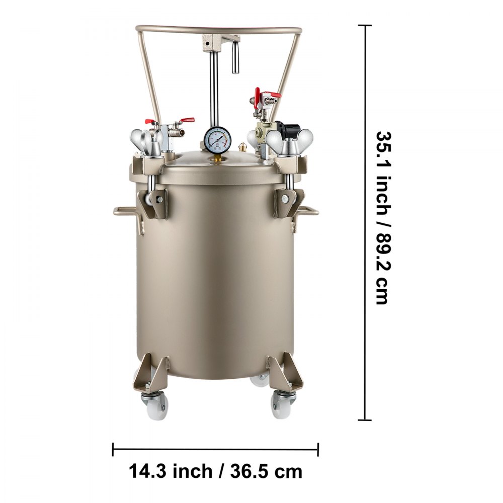 Vevor Verf Druk Pot Pressure Tank Paint Spray Drukvat Gouden Handmatige 40l