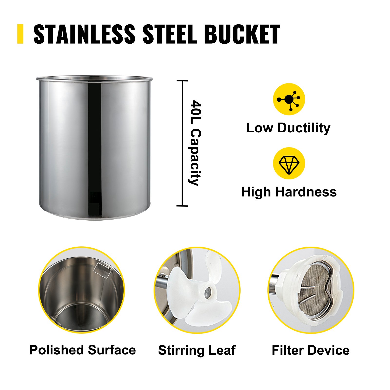 Vevor Verf Druk Pot Pressure Tank Paint Spray Drukvat Gouden Handmatige 40l