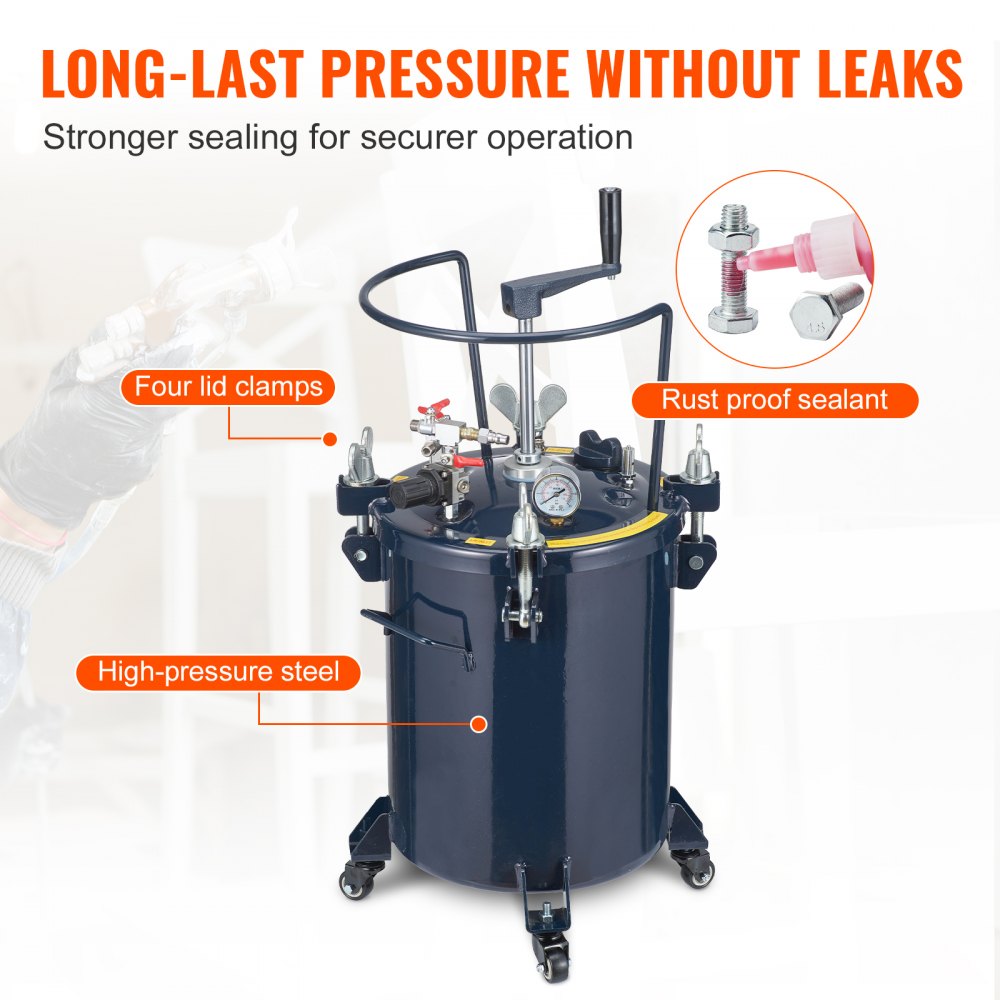VEVOR drukvat voor verf, verfspuit, 30 liter druktank, 70 psi, verfcontainer, Φ 80 x 42,5 cm, verfspuit, verf, beits