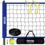 VEVOR Volleyball Net Height-Adjustable Volleyball Net Set, 9.7 x 2.4 m Portable Beach Volleyball Net, Blue Volleyball Net Foldable Volleyball Net with Volleyball & Carry Bag, for Garden, Beach