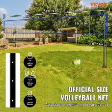 VEVOR Volleybalnet In hoogte verstelbare volleybalnetset, 9,7 x 2,4 m Draagbaar strandvolleybalnet, blauw volleybalnet Opvouwbaar volleybalnet met volleybal en draagtas, voor tuin, strand