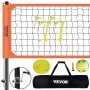 VEVOR Volleybalnet Hoogteverstelbaar volleybalnetset, 9,7 x 2,4 m Draagbaar beachvolleybalnet, Oranje volleybalnet Opvouwbaar volleybalnet met volleybal en draagtas, voor tuin, strand