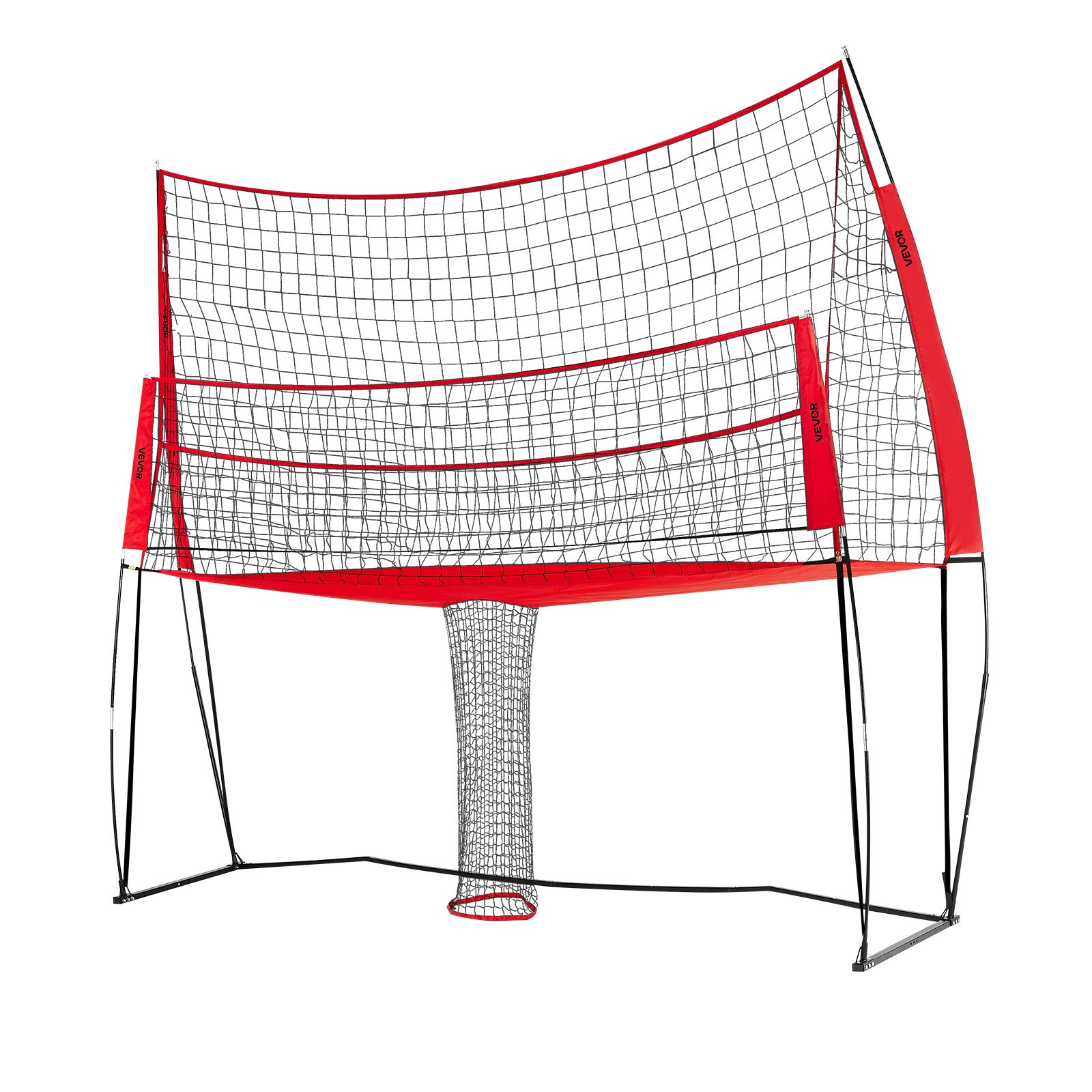 VEVOR 2-in-1 volleybaltrainingsnet, in hoogte verstelbare oefenapparatuur (1,98-2,04 m) met balretour, draagbaar netstation, eenvoudige installatie voor binnen- en buitengebruik