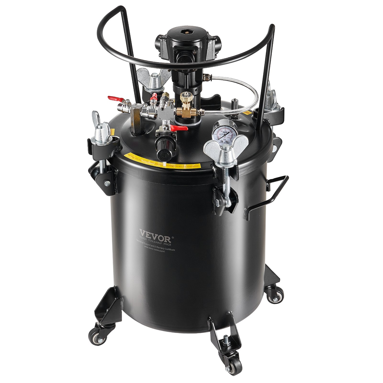 VEVOR druktank voor spuitverf, 30 liter volautomatische druktank met roerfunctie, instelbare druk van 70 psi, druktank verfcontainer met spuitpistool en slangen, voor schilderen