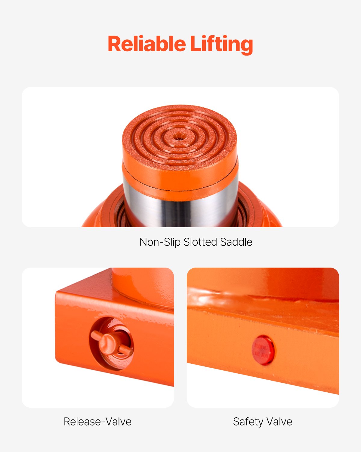 VEVOR hydraulische autokrik 30 t fleskrik met 285-475 mm hefbereik en 3-delige lange handgreep, voor auto pick-up truck camper autoreparatie industriële techniek