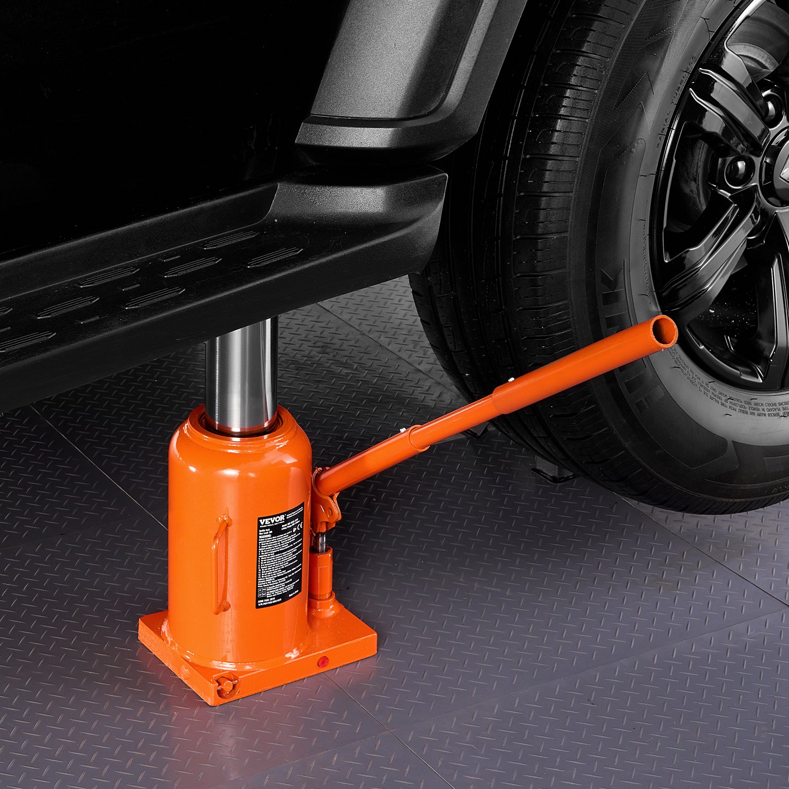 VEVOR hydraulische krik, 50 t fleskrik met 28-44 cm hefbereik en 3-delige lange handgreep, voor auto pick-up truck camper autoreparatie industriële techniek