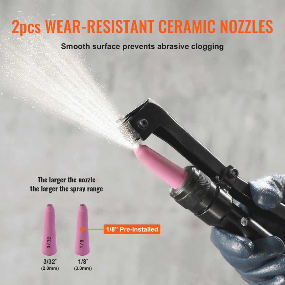 VEVOR Mobiele zandstraler 37 L Zandstraalsysteem 2,3 m werkslang Zandstraler 60–110 PSI werkdruk Ideaal voor het verwijderen van roest, verf, vlekken en het polijsten van grote oppervlakken