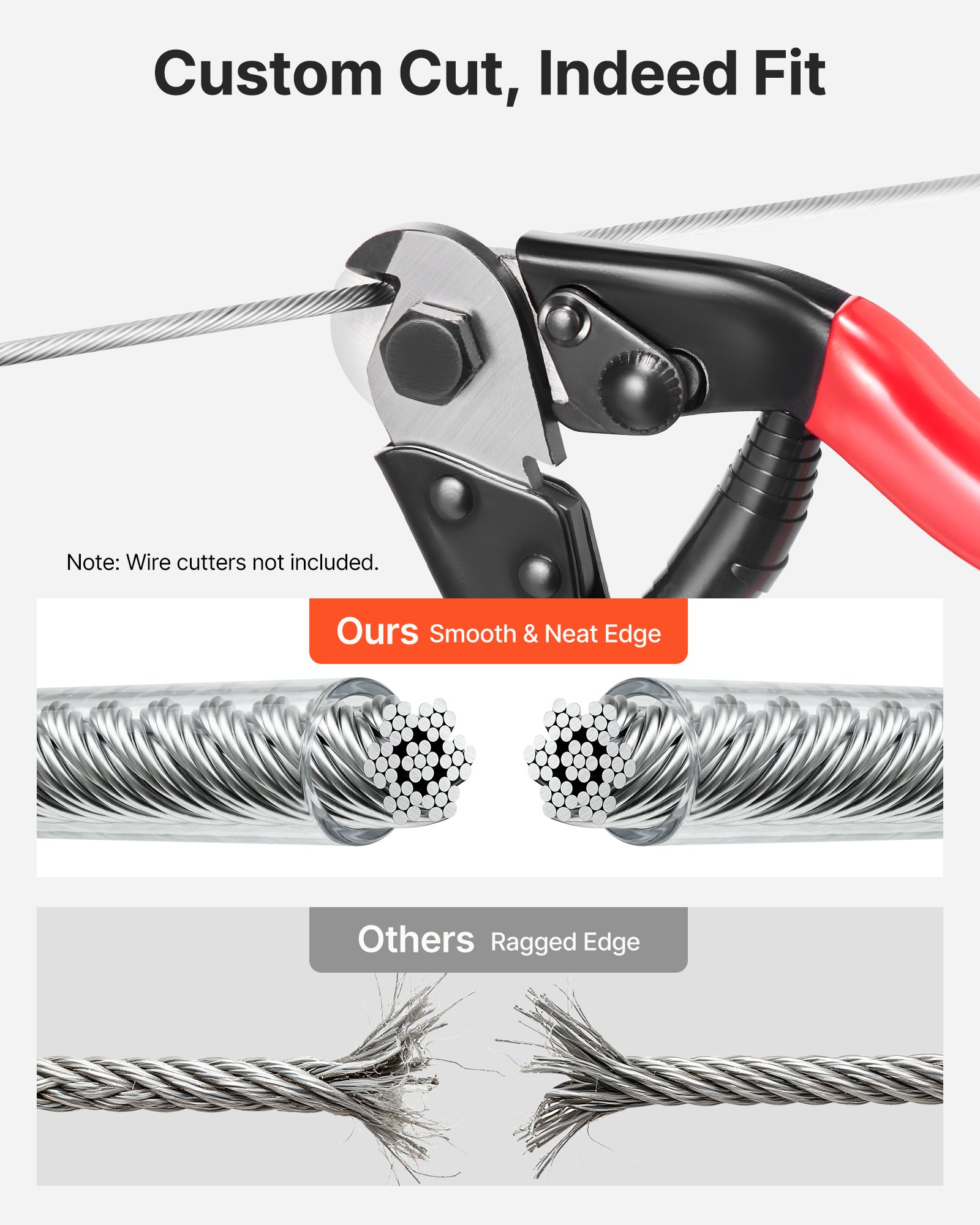 VEVOR 2 mm Wire Rope Kit, 35.1 m Length, 304 Stainless Steel Wire Cable, 2 kN Breaking Strength, 7 x 7 Strands Construction, Steel Cable for Deck Railing System, Garden Trellis, String Lights