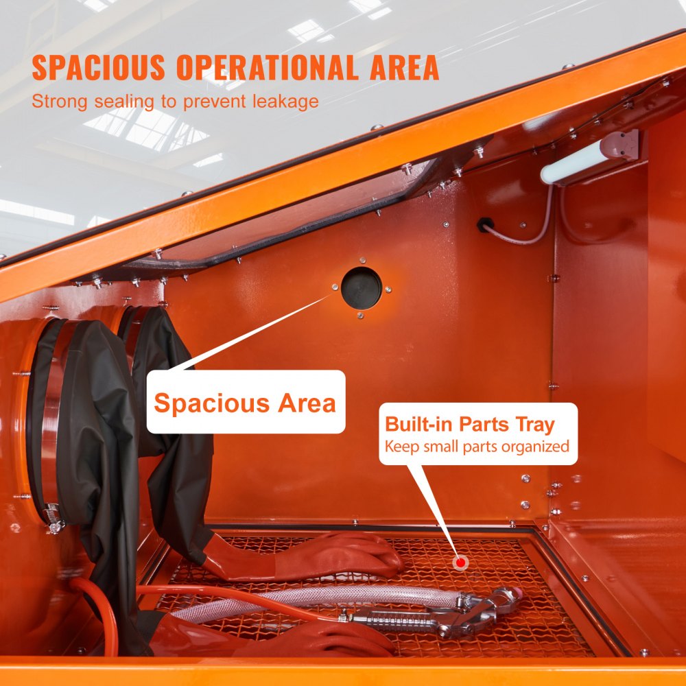 VEVOR 60-Gallon zandstraalcabine, 40-120 PSI zandstraalcabine met standaard, robuuste stalen zandstraalmachine met straalpistool en 4 keramische spuitmonden voor het verwijderen van verf, vlekken en roest