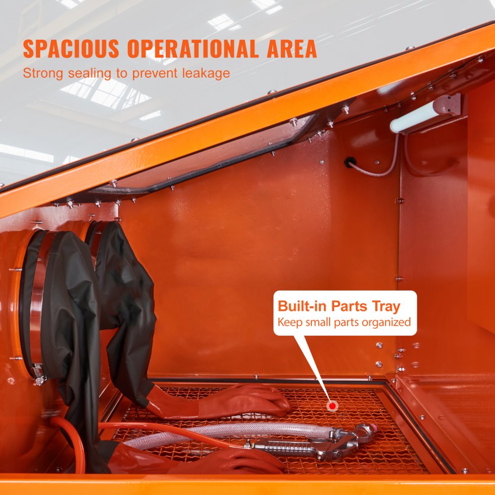 VEVOR straalkast van 90 gallon met stofafzuigsysteem van 1,8 gallon, straalkast voor 40-120 PSI met onderstel, zware straalmachine met straalpistool en 4 sproeiers voor het verwijderen van verf en roest.