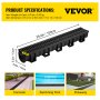 VEVOR Gutter Kit, 3-Pack Drainage Channel, HDPE Plastic Grating Trench Drainage System 15x13x100cm, with 3 End Caps, Plug-in Connection, for Garden Drain, Driveway, Pool, Sidewalk