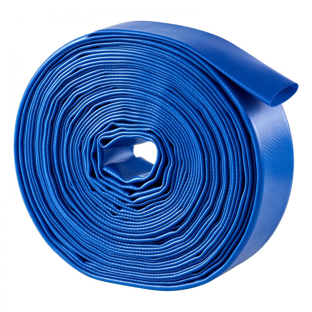 VEVOR Terugspoelslang 1,5 inch 15,2 m PVC platte afvoerslang voor zwembadafvoer en irrigatie met 90 psi, aansluitmogelijkheden zonder voorgemonteerde koppelingen voor diverse pompsystemen