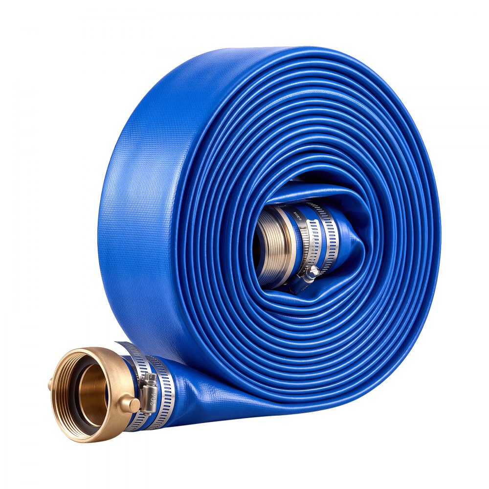VEVOR Terugspoelslang 2 inch NPT 15,24 m platte PVC-slang voor zwembadpompen, zandfilterpompen, dompelpompen en afvalwaterpompen, met 90 psi en pin-lug koppelingen voor waterafvoer en irrigatie.
