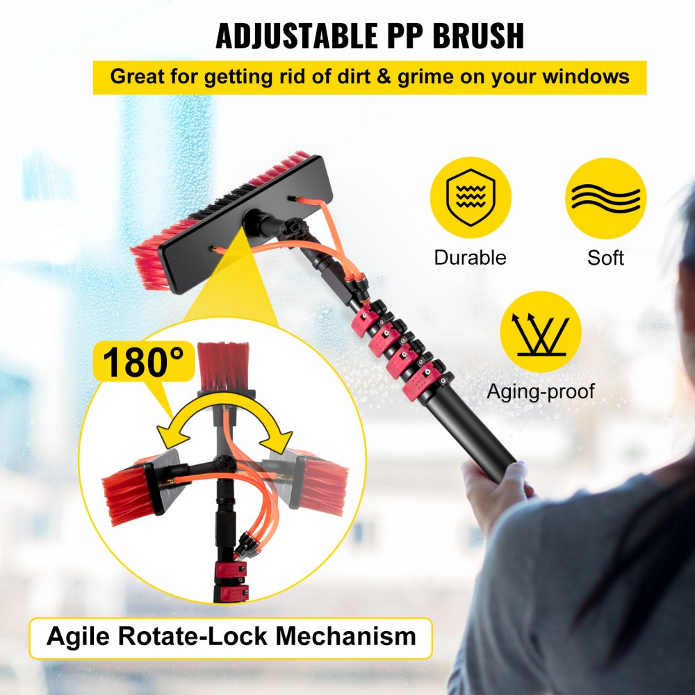 Vevor Telescopische Wasborstel Uitschuifbare Cleaner Zonnepaneel Borstel 7.2 M