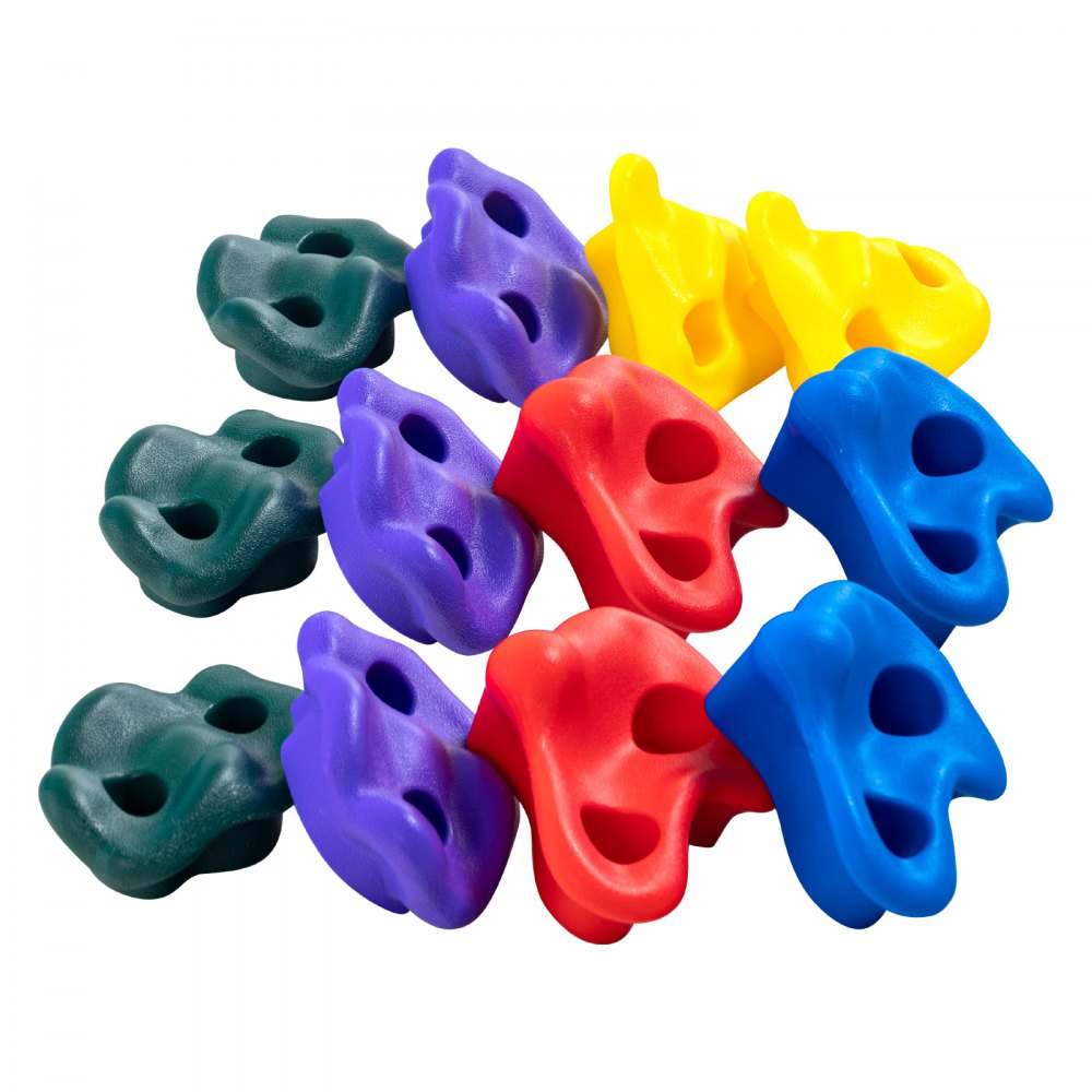 VEVOR Ninja Tree Climbing Kit, 12 Tree Climbing Holds and 6 Ratchet Straps, Large Climbing Rocks for Kids and Adults Climber, Various Colors and Shapes, for Outdoor Ninja Warrior Obstacle Training