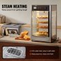 VEVOR Commerciële Voedselverwarmer voor 14-inch Pizza, 4-laags Pizzaverwarmer met Roterende Stoomverwarming, 30℃~85℃ Temperatuurregeling en Temperatuurweergave, 25W Ovenlamp + Top LED voor Pizzeria, Restaurant