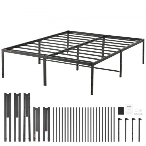 VEVOR platformbed stalen lattenbodem metalen bed bedframe 680 kg draagvermogen bedframe 2083 x 1578 x 460 mm ingebedde matrasmaat 2030 x 1525 mm opbergruimte 43 cm bedframe zwart