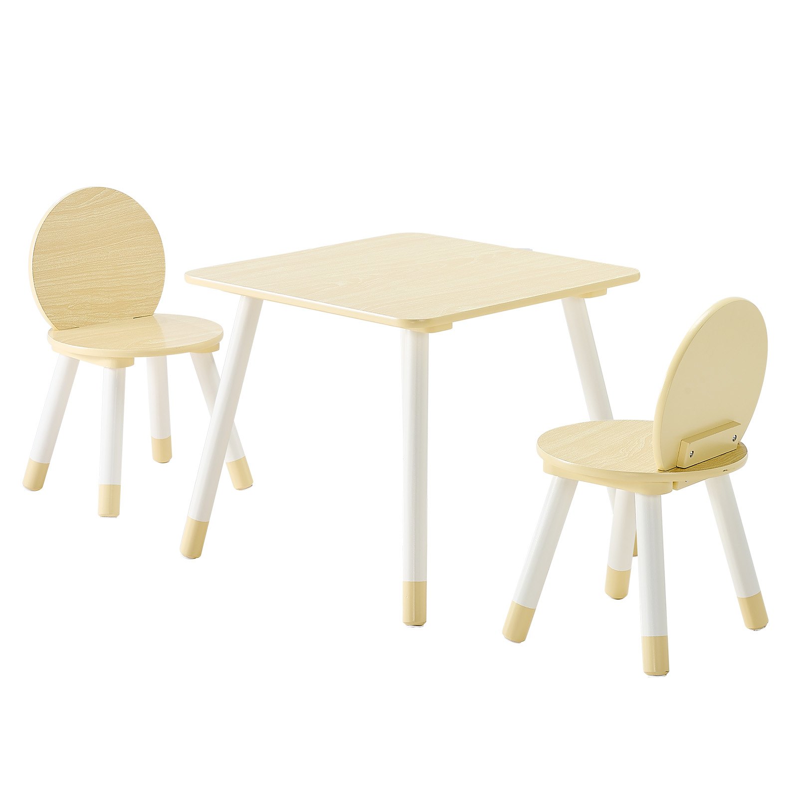 VEVOR Kids Table and 2 Chairs Set, Toddler Table and Chair Set with Rounded Edge Design & Graffiti Desktop, Wooden Desk for Art, Craft, Reading, Learning, Drawing, Classroom/Daycare/Home, Burlywood