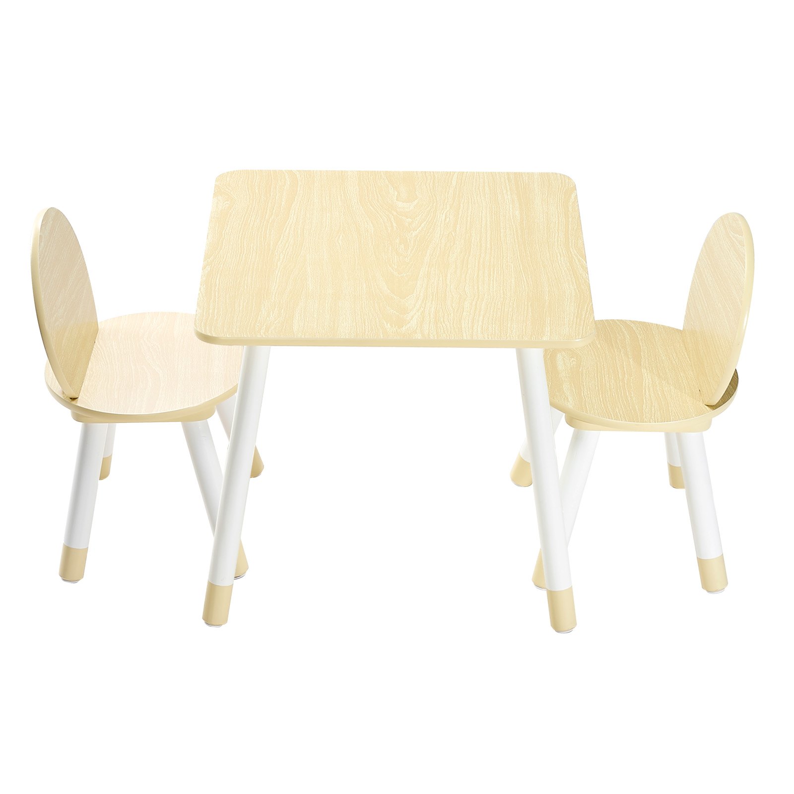 VEVOR Kids Table and 2 Chairs Set, Toddler Table and Chair Set with Rounded Edge Design & Graffiti Desktop, Wooden Desk for Art, Craft, Reading, Learning, Drawing, Classroom/Daycare/Home, Burlywood