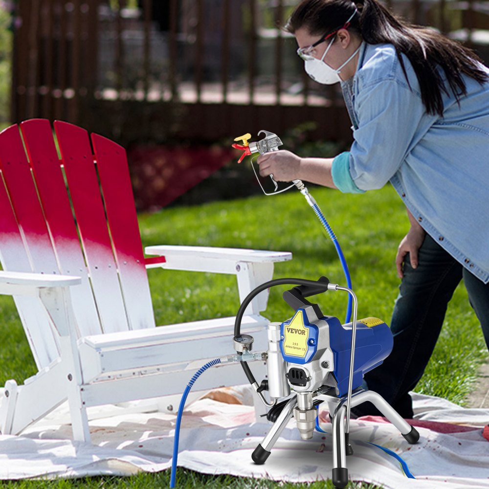 VEVOR Airless Muurverfspuit 2200W Elektrisch spuitpistoolkit, 22Mpa Instelbare spuitdruk met 15M Pijp voor Muur & Plafond / Hout