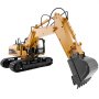 VEVOR Remote Control Excavator Toy, 15 Channel, 3 in 1 Remote Control Digger with Metal Shovel, 1:14 Scale RC Excavator with Light & Sound, Full Functional Construction Vehicles for Kids, 2 Batteries