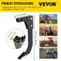 VEVOR hitch mounted ripper with dimensions and weight, shown with various tractor uses.