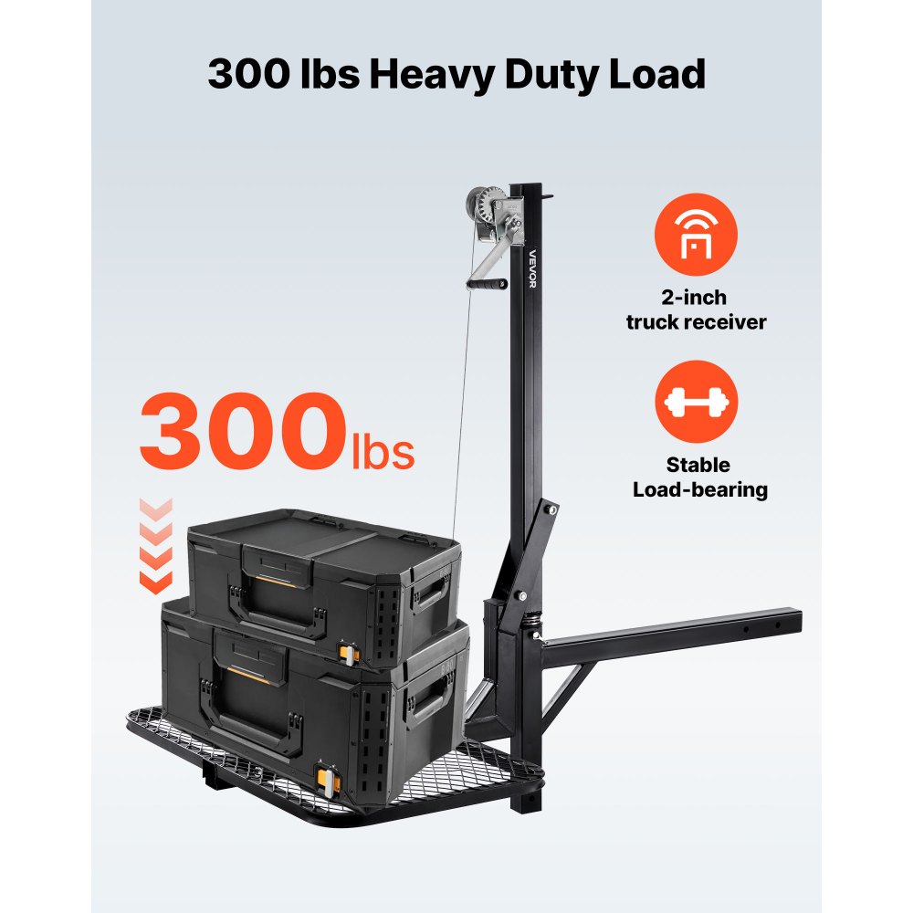 VEVOR Wildlift, hertenlift met trekhaak en hefsysteemplatform, capaciteit 136 kg, wildlift met lier met 5,08 cm ontvanger, 360 graden draaibare as en opvouwbaar, 1440 x 900 x 1310 mm