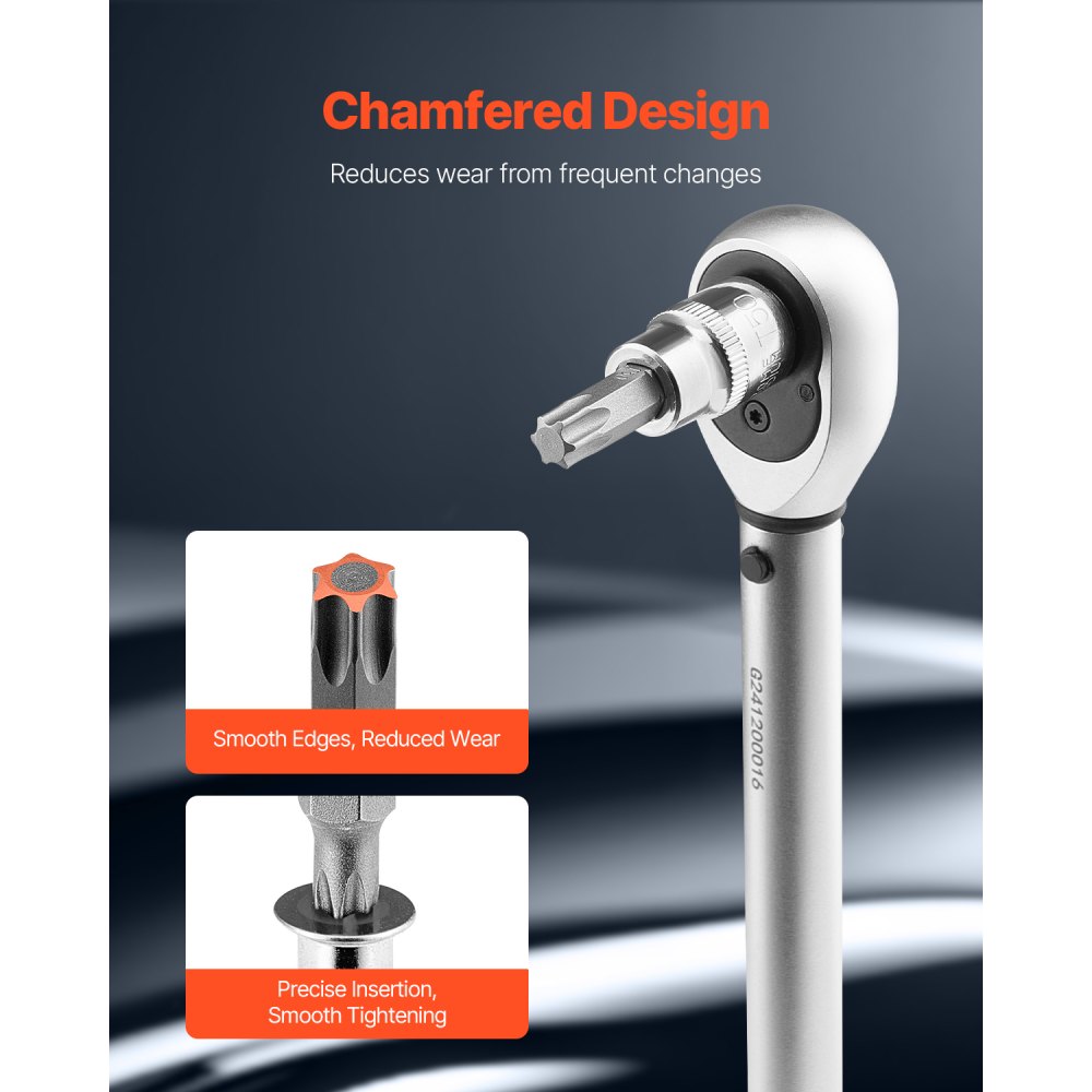 VEVOR 107-delige set boordoppen, zeskant/torx/externe torx/tamperbestendig/extra lang, S2-gelegeerd staal en Cr-V-staal, 1/4, 3/8 en 1/2 inch aansluiting, met opbergkoffer