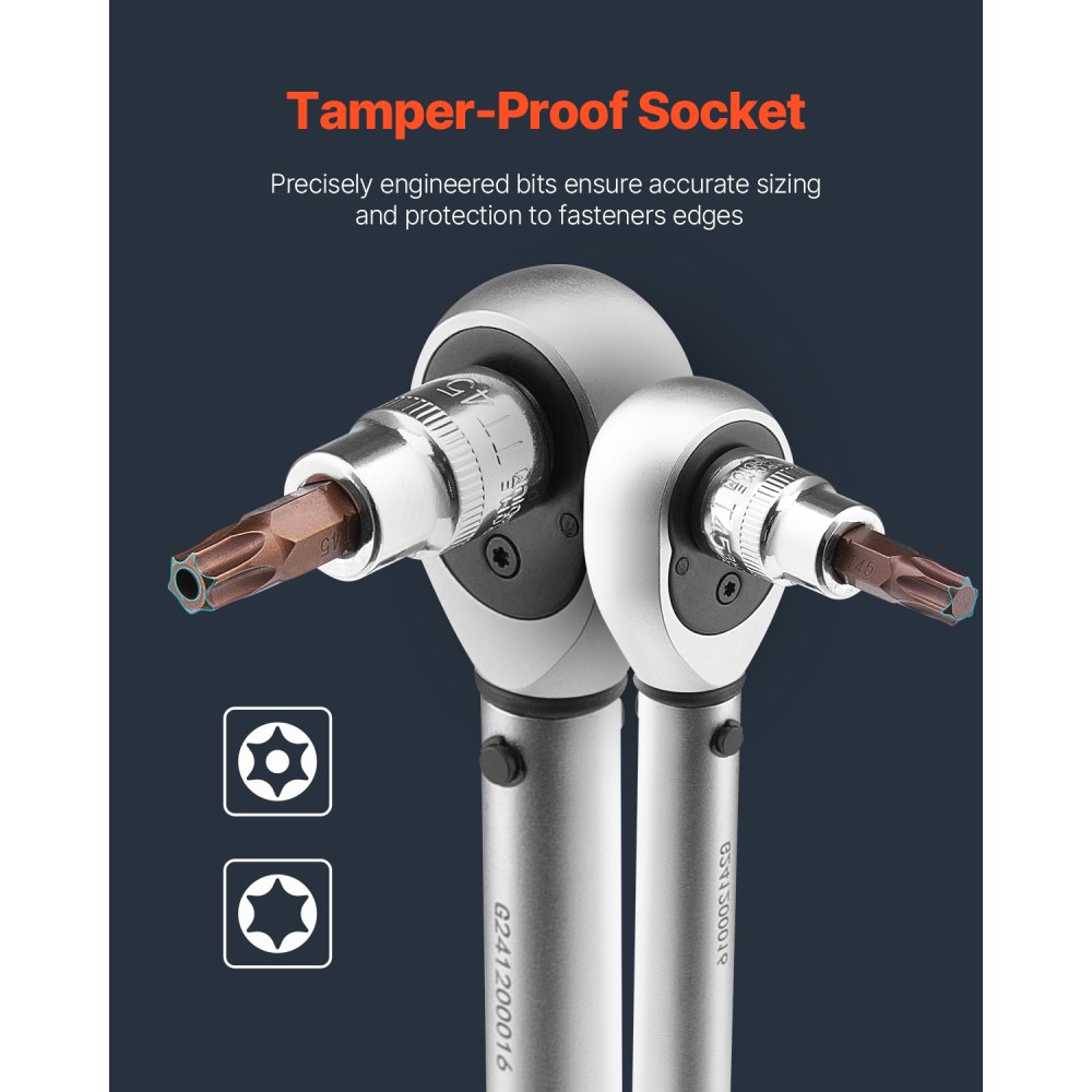 VEVOR Torx Bit Socket Set, 34-Piece Solid Star and Tamper Proof T6-T70, S2 Alloy Steel and Cr-V Steel, 1/4 in, 3/8 in, and 1/2 in Drives, with Enhanced Storage Case, Torx Sockets for Hand Use