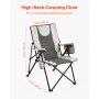VEVOR Folding Camping Chair, 3 Reclining Positions, Outdoor High Back Camping Chair, 260lbs Weight Capacity, Full Padded Beach Chairs with Armrest & Headrest, Portable Lawn Chairs for Sports Travel