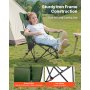 VEVOR Reclining Camping Chair, 4 Adjustable Positions, Portable Folding Lounger for Adults, Mesh Beach Chair with Headrest & Foot Rest, Supports 220 lbs, Heavy Duty Camp Chairs for Patio, Green