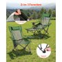 VEVOR Reclining Camping Chair, 4 Adjustable Positions, Portable Folding Lounger for Adults, Mesh Beach Chair with Headrest & Foot Rest, Supports 220 lbs, Heavy Duty Camp Chairs for Patio, Green