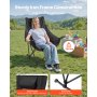 VEVOR Rocking Camping Chair, Portable Folding Rocker, Heavy-Duty Lawn Chair Recliner with Cupholder & Pocket, Supports 225lbs, Fully Padded Camp Chairs for Outdoor Patio Backyard Porch Garden