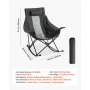 VEVOR Rocking Camping Chair, Portable Folding Rocker, Heavy-Duty Lawn Chair Recliner with Cupholder & Pocket, Supports 225lbs, Fully Padded Camp Chairs for Outdoor Patio Backyard Porch Garden