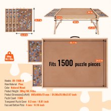 VEVOR opvouwbare puzzeltafel puzzelbord 1500 stukjes, puzzelezel grenen draagbare puzzeltafel, puzzelbord met 4 uitschuifbare laden, puzzelplezier voor volwassenen en kinderen