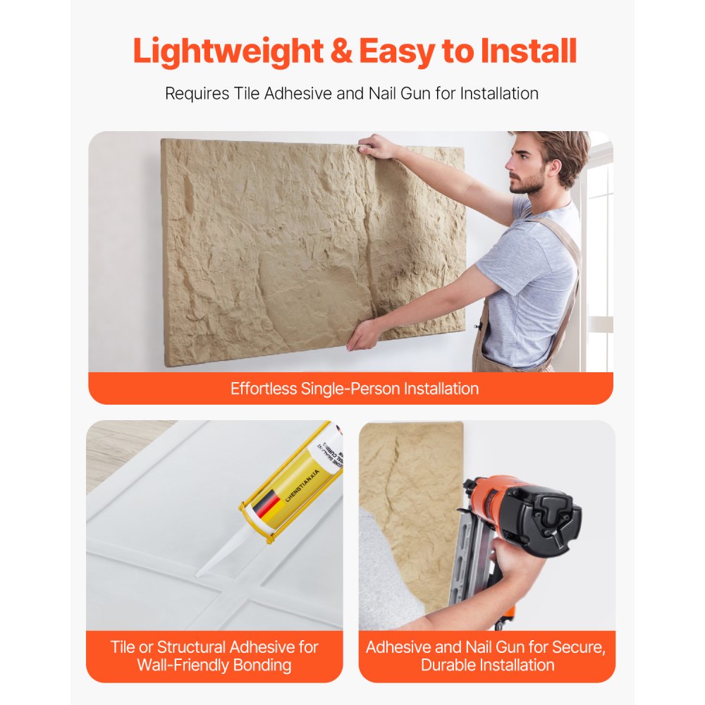 VEVOR 3D-wandpanelen, set van 4, 120x60 cm PU-kunststeen wandbekleding, wanddecoratie, 2,97 m² dekking, interieurdecoratie voor plafond, slaapkamer, woonkamer en speelkamer, steengeel