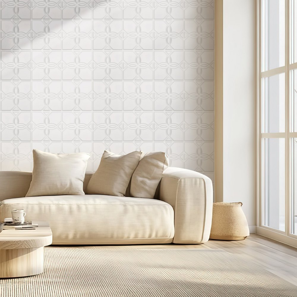 VEVOR 3D Wall Panels, 33-Pack 11.81 x 11.81 in PVC Modern Art Minimalist Floral Tiles, 32 Sq.Ft Coverage Accent Wall Panel, Interior Home Decor for Bedroom, Living & Gaming Room, Matte White