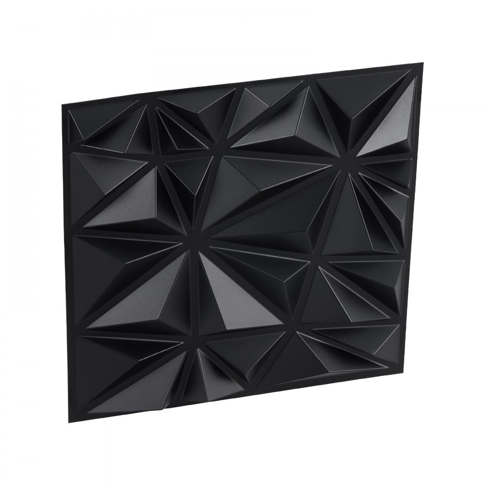 VEVOR 3D Wall Panels, 33-Pack 11.81 x 11.81 in PVC Modern Art Minimalist Diamond Tiles, 32 Sq.Ft Coverage Accent Wall Panel, Interior Home Decor for Ceiling, Bedroom, Living & Gaming Room, Matte Black