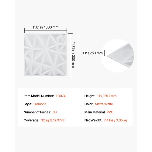 Jaxguom 3D Wandpaneele Diamant 12 Stück 30 x 30 cm (1.08m²), 3D Wall